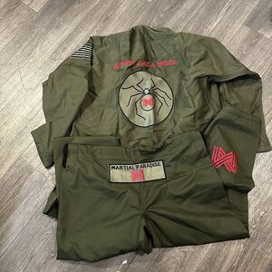 Martial Paradise Jiu Jitsu Gi Embroidered “Attack Like A Spider” Army Green A3